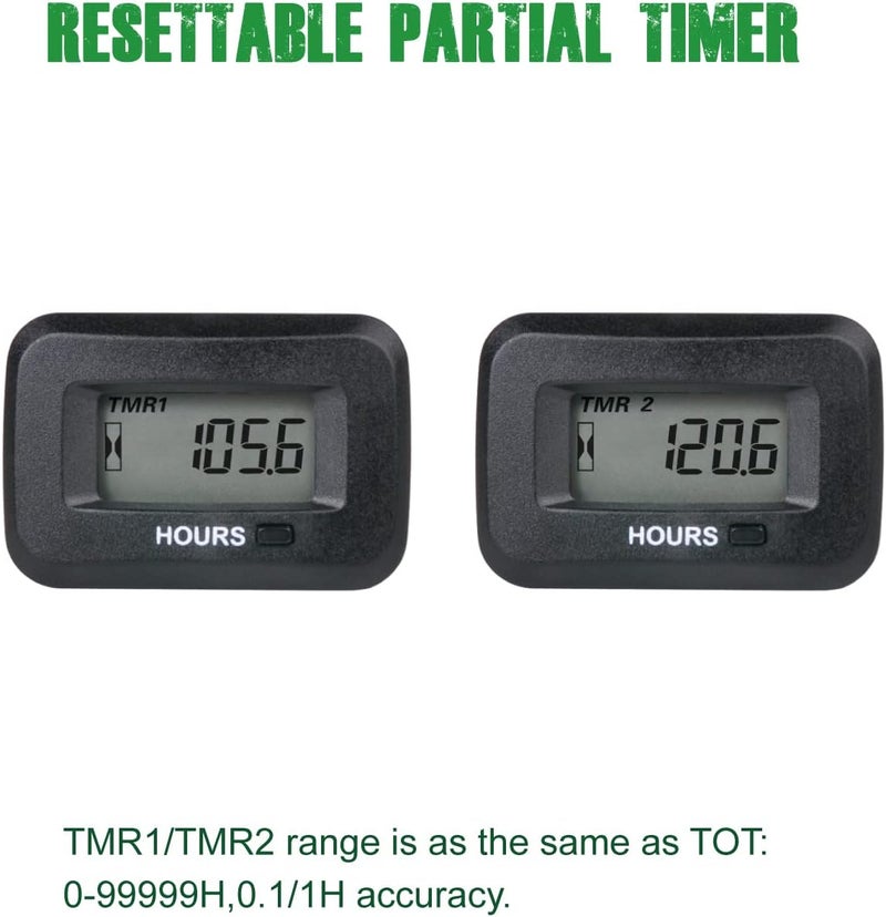 YOOREAL Digital AC DC 5-277V Supply Hours Counter,Maintenance Hour Meter,Initial Hours Setup,Works on Various of ZTR Riding Lawn Mower Tractor Generator Land Trimmer UTV Brush Cutter. - Image 3