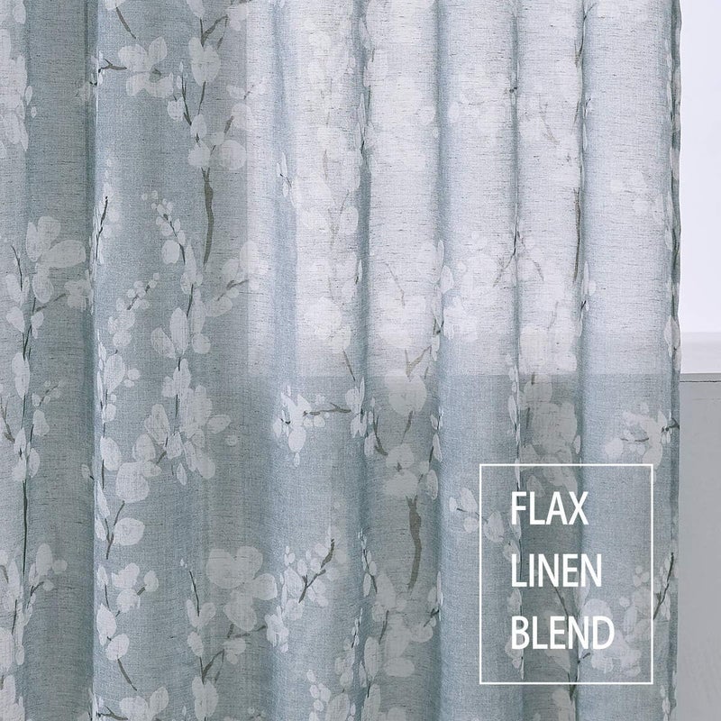 BFAM Sheer Curtain with Floral Print, Premium Printed Sheer Drapes, Eyelet/Grommet Curtain for Living Room, Bedroom, Light Filtering Curtains, Blue Floral 7 Feet,Pack of 1 Curtain - Image 3