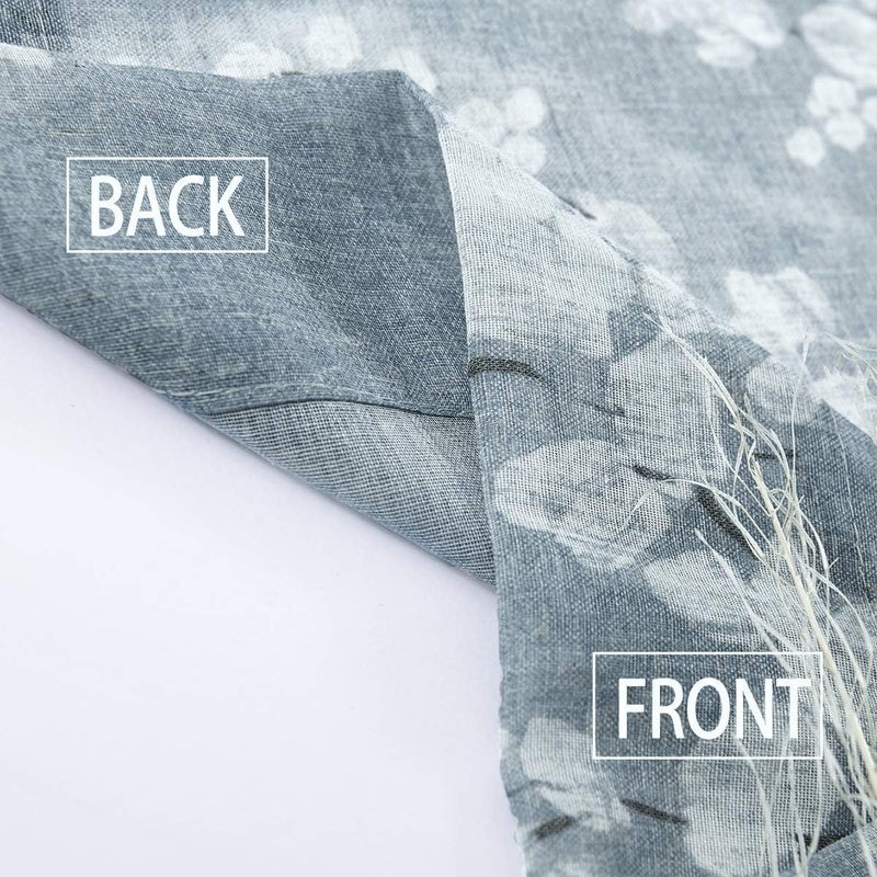 BFAM Sheer Curtain with Floral Print, Premium Printed Sheer Drapes, Eyelet/Grommet Curtain for Living Room, Bedroom, Light Filtering Curtains, Blue Floral 7 Feet,Pack of 1 Curtain - Image 4