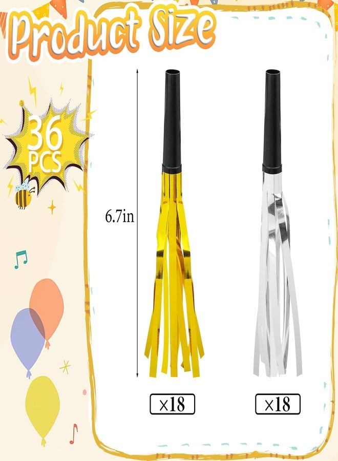 LovesTown 36PCS Party Blowers, Noise Makers Party Favors, Birthday Blowers for Kids, Silver and Gold - Image 2