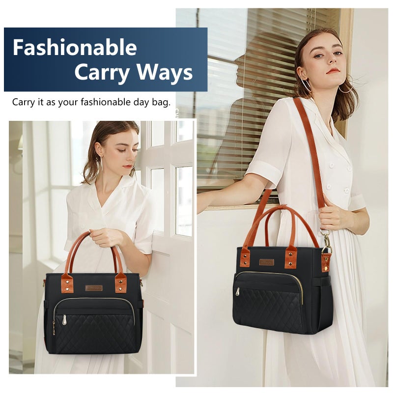 MIYCOO Lunch Bag Lunch Box Women - Leakproof Insulated Lunch Cooler Bag for Women - Large Lunch Tote Bags Adults, Black Orange - Image 5