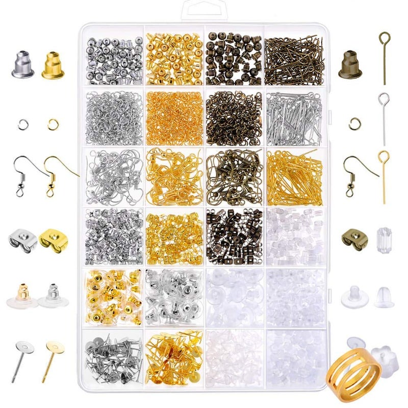 Paxcoo 2400Pcs Earring Making Supplies Kit with 24 Style Earring Hooks, Earring Backs, Earrings Posts and Earring Making Findings for Adult - Image 1