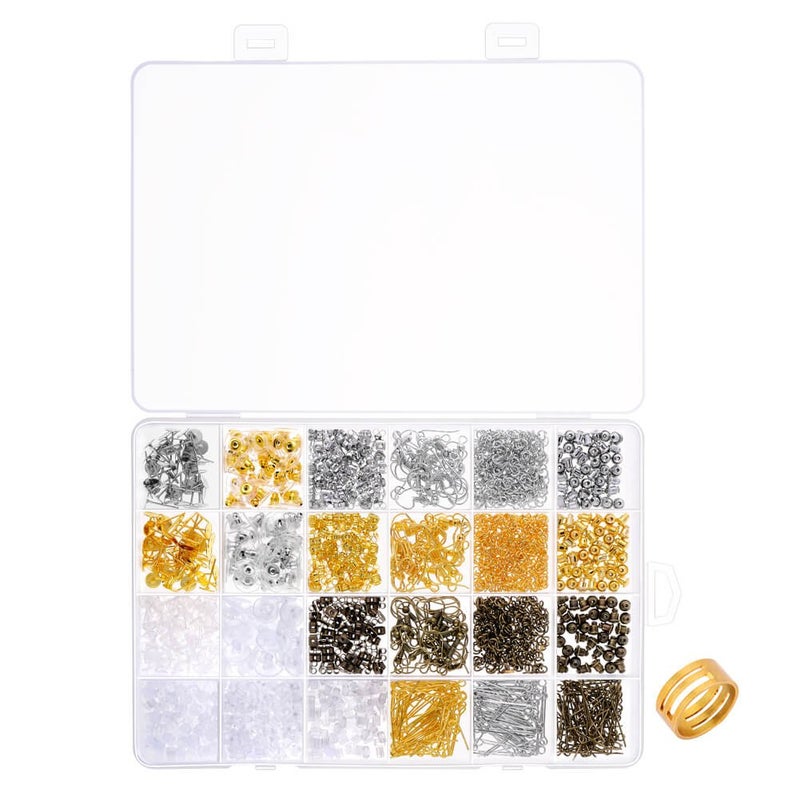Paxcoo 2400Pcs Earring Making Supplies Kit with 24 Style Earring Hooks, Earring Backs, Earrings Posts and Earring Making Findings for Adult - Image 3