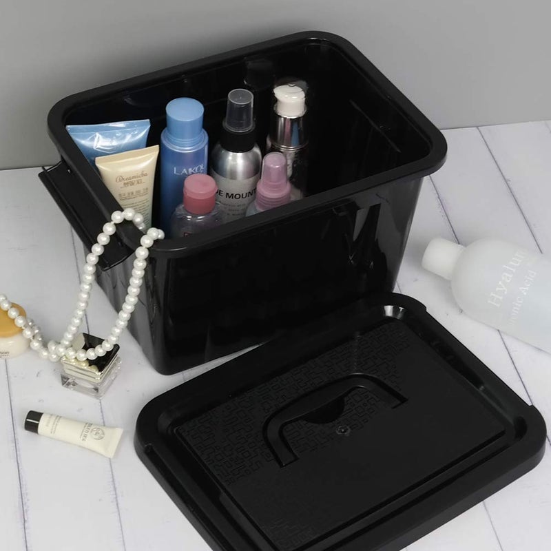 Qqbine 6 Quart Black Plastic Storage Latching Box Bin With Handles  6 Packs - Image 3