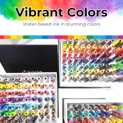 Karin Brushmarker Pro 63pc Mega Box Brush Tip Markers Set, Blendable, Water-Based, Professional Grade Brush Markers for Adults and Artists, 60 Colors and 3 Blenders in Exclusive Storage Case - Image 4