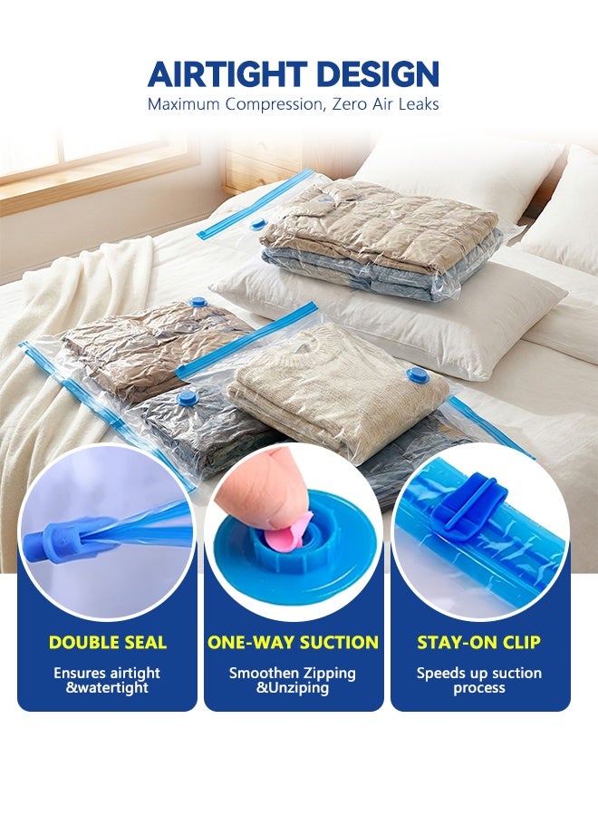 BASILKIT Vacuum storage bags 8-Piece(2 Medium/2 Large/2Enlarged/2Extra Large/2 Pumps)  Re-usable Travel Compression Storage Bags For Clothes, Comforters & Blankets - Space Saver Bags with Hand Pumpg  and  Electric Pump - Image 5