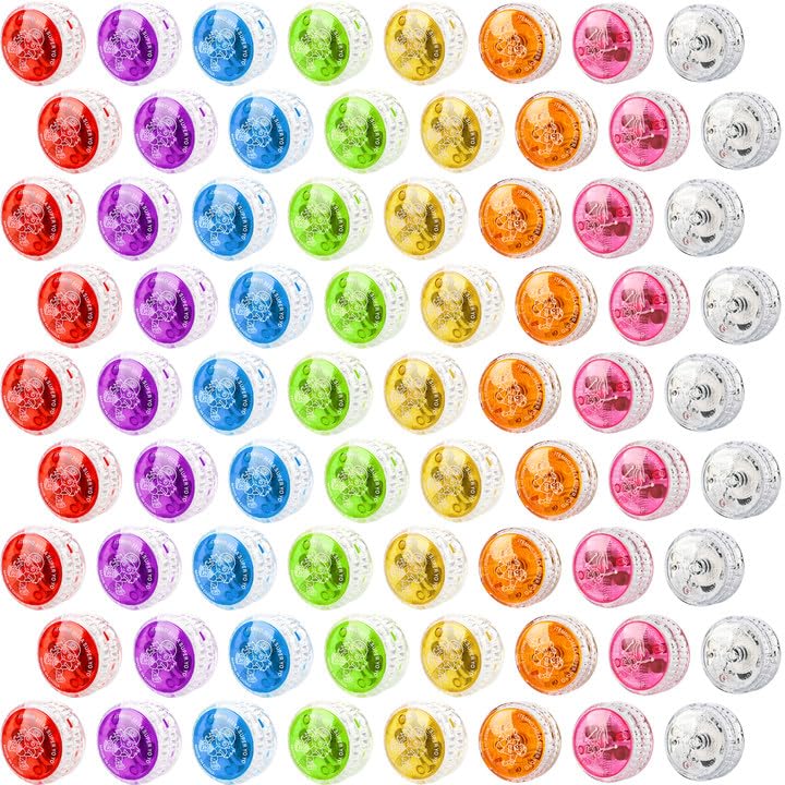 Flahard 72 Pcs Colorful Light up Yo Yo Ball Bulk LED Responsive Ball Auto Return Bearing Balls Yoyo for Kids Beginner Birthday Classroom Bag Fillers Prizes Gifts 8 Colors - Image 1