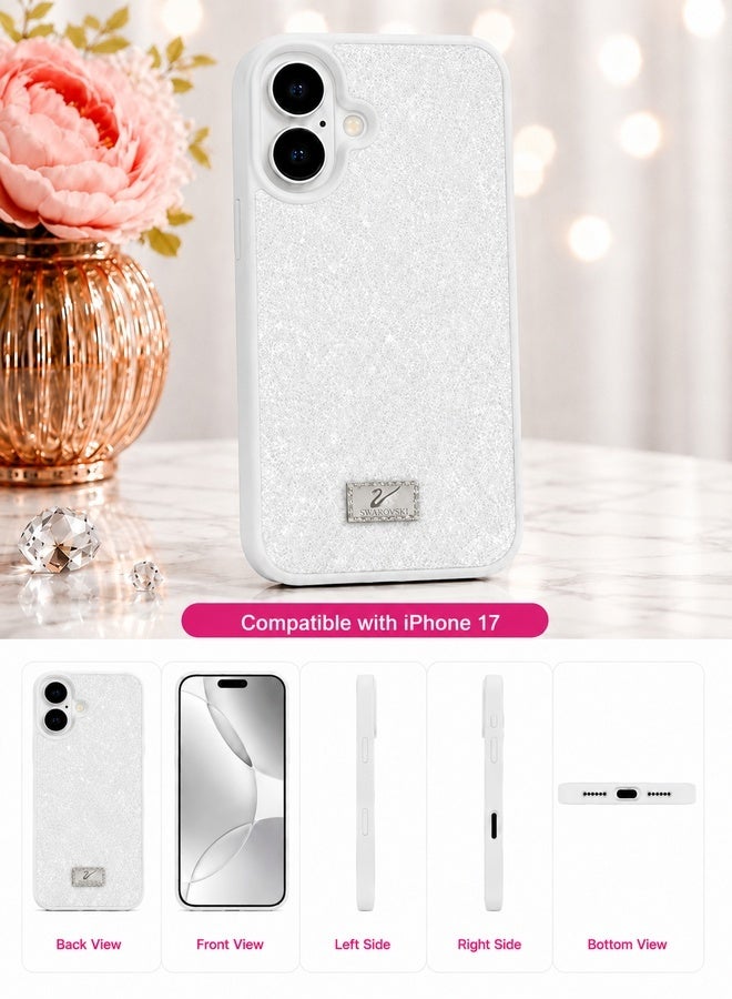 VR CREATIVE Luxury Sparkling Crystal Rhinestone Protective Phone Case Cover for Apple iPhone 17 – White - Image 2