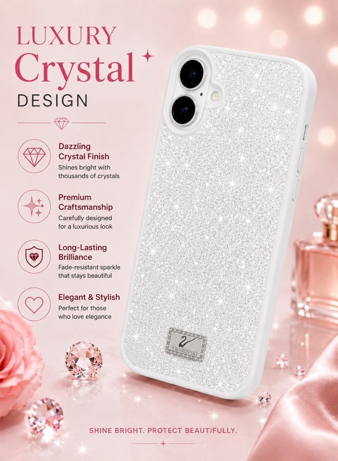VR CREATIVE Luxury Sparkling Crystal Rhinestone Protective Phone Case Cover for Apple iPhone 17 – White - Image 3
