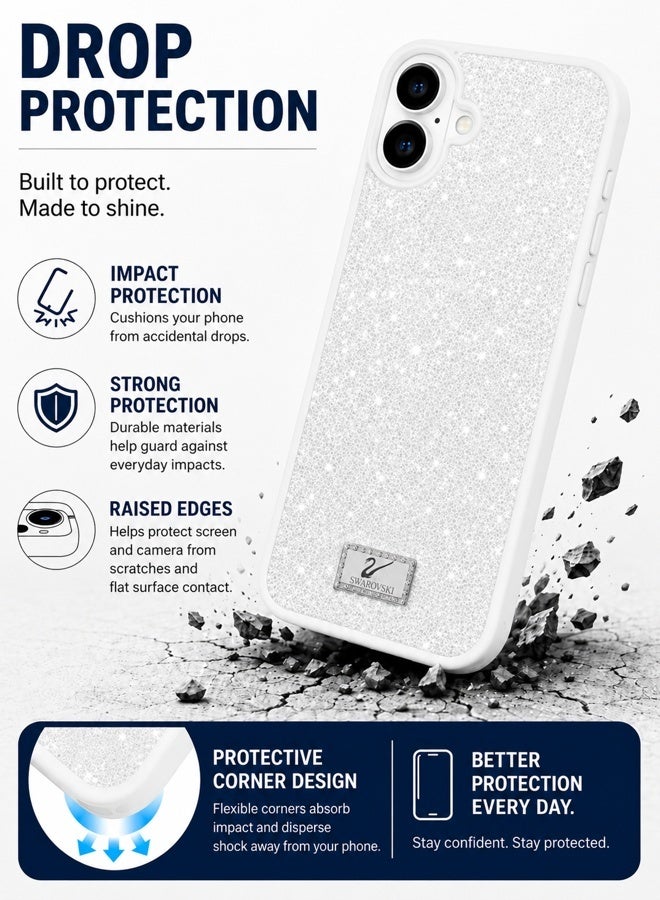 VR CREATIVE Luxury Sparkling Crystal Rhinestone Protective Phone Case Cover for Apple iPhone 17 – White - Image 4
