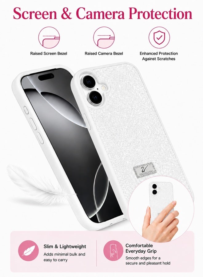 VR CREATIVE Luxury Sparkling Crystal Rhinestone Protective Phone Case Cover for Apple iPhone 17 – White - Image 5