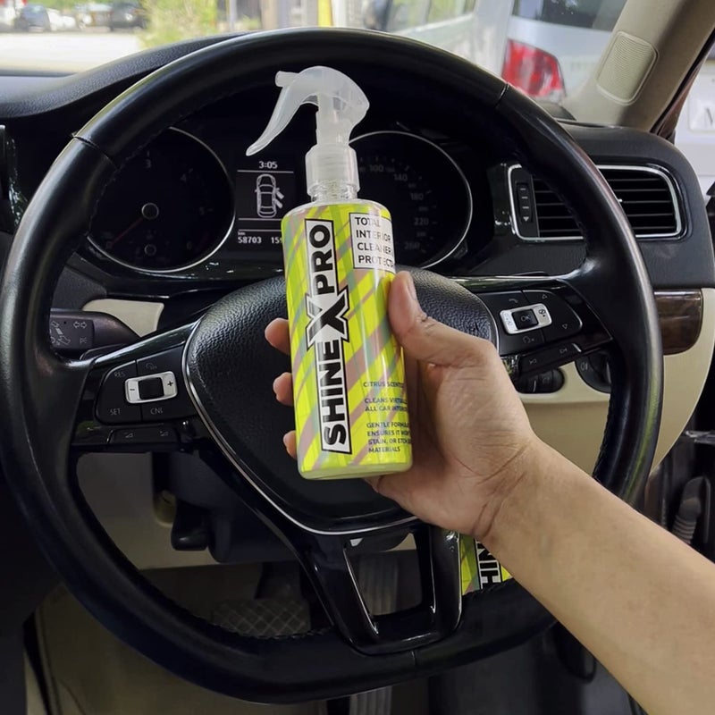 ShineXPro Car Interior Cleaner and Protectant - Citrus Scent - Safe As a Car Seat Cleaner and For All Interior Surfaces Including Leather and Fabric - Infused UV Blockers Protect From Fading (300ml) - Image 5