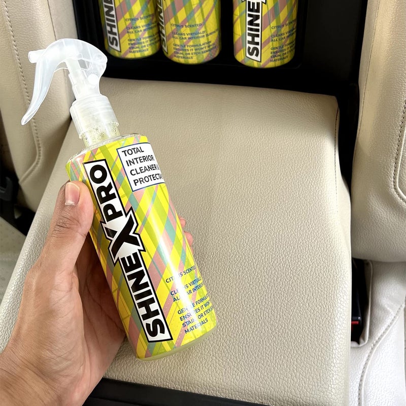 ShineXPro Car Interior Cleaner and Protectant - Citrus Scent - Safe As a Car Seat Cleaner and For All Interior Surfaces Including Leather and Fabric - Infused UV Blockers Protect From Fading (300ml) - Image 2