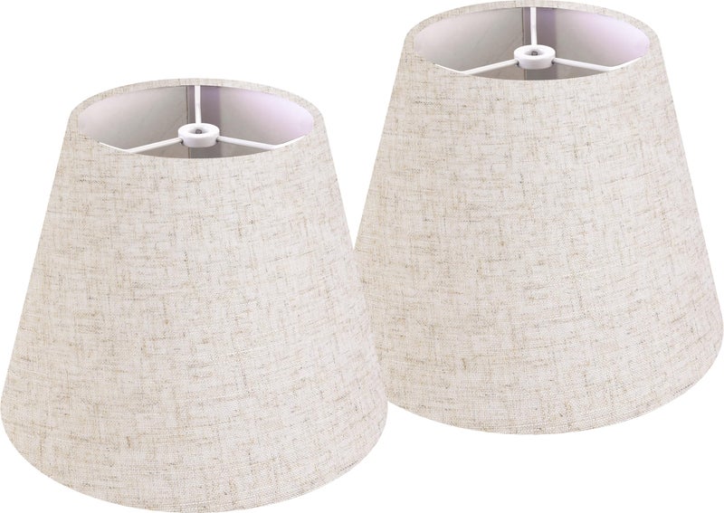 GO&SO 2 Pcs Small Mini Lamp Shades for Table Lamps and Nightstand,5"×9"×6.4" (Spider) Oatmeal Beige Shade Replacement Lamparas Para Cuarto,Suitable for Clip Lamp Holder(Clip Adapter Not Included) - Image 1