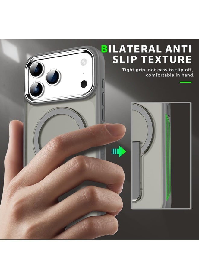 Magnetic Case for iPhone 17 Pro Max Compatible - Military Grade Skin Matte Shockproof Protection Phone Cover Built-in Invisible Kickstand - Image 2