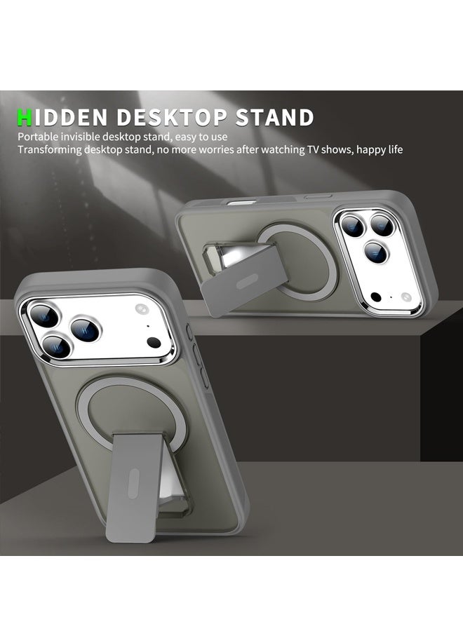 Magnetic Case for iPhone 17 Pro Max Compatible - Military Grade Skin Matte Shockproof Protection Phone Cover Built-in Invisible Kickstand - Image 4