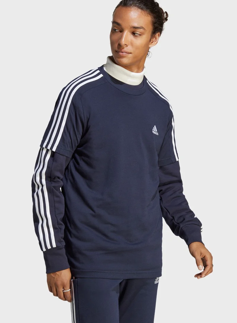 adidas تيشيرت أساسي بطبعة الـ 3 خطوط