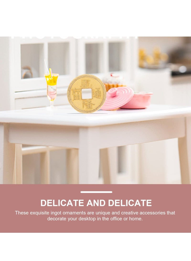 KASTWAVE Miniature Gold Ingots, Copper Coins,Chinese Fortune Coin Feng Shui Wealth Luck Yuan Bao Dollhouse Pretend Play Decor Ornament,1 Set of 60 PCS - Image 5