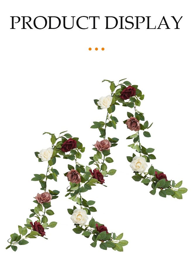 DUNISO 2 Pieces of Artificial flowers, hanging rattan fake flowers, DIY hanging fake flowers, reusable, suitable for home, garden, wall, doorway, fireplace, desktop decoration, 200cm  - Image 5
