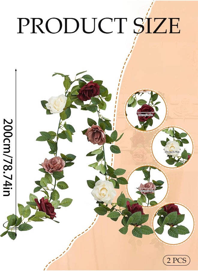 DUNISO 2 Pieces of Artificial flowers, hanging rattan fake flowers, DIY hanging fake flowers, reusable, suitable for home, garden, wall, doorway, fireplace, desktop decoration, 200cm  - Image 4