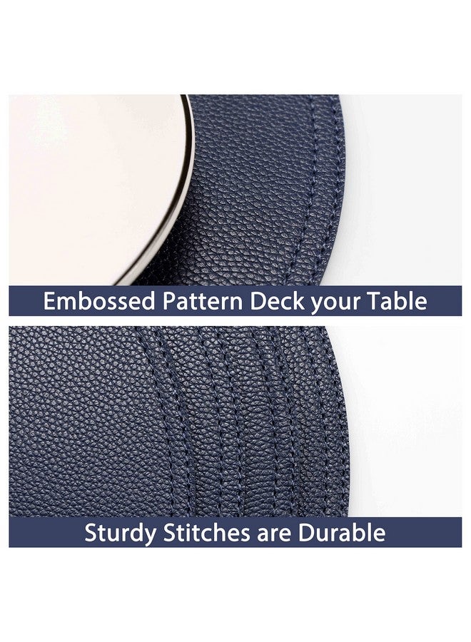 Jovono Navy Faux Leather Round Placemats and Coasters, Coffee Mats Kitchen Table Mats, Waterproof, Easy to Clean for Round Table, Dining Table - Image 5