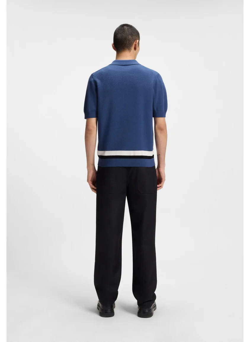هوجو Zip-neck knit sweater with stripe details