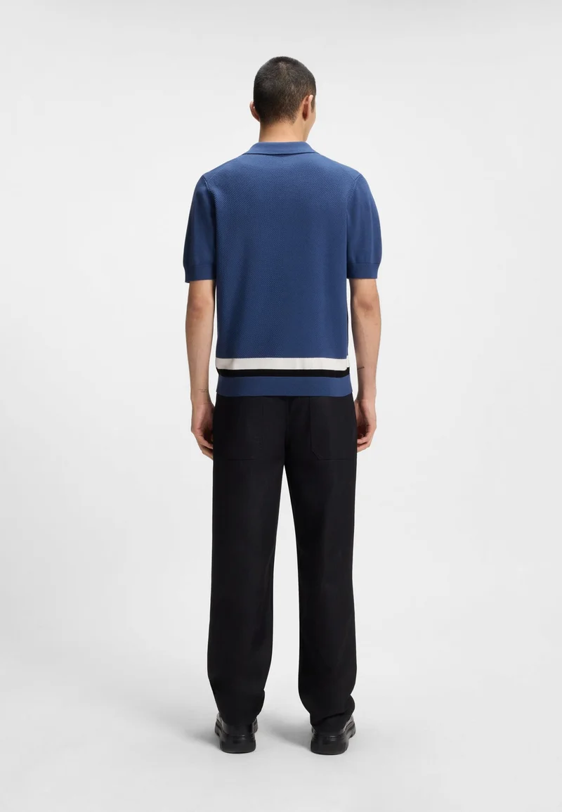 HUGO Zip-neck knit sweater with stripe details