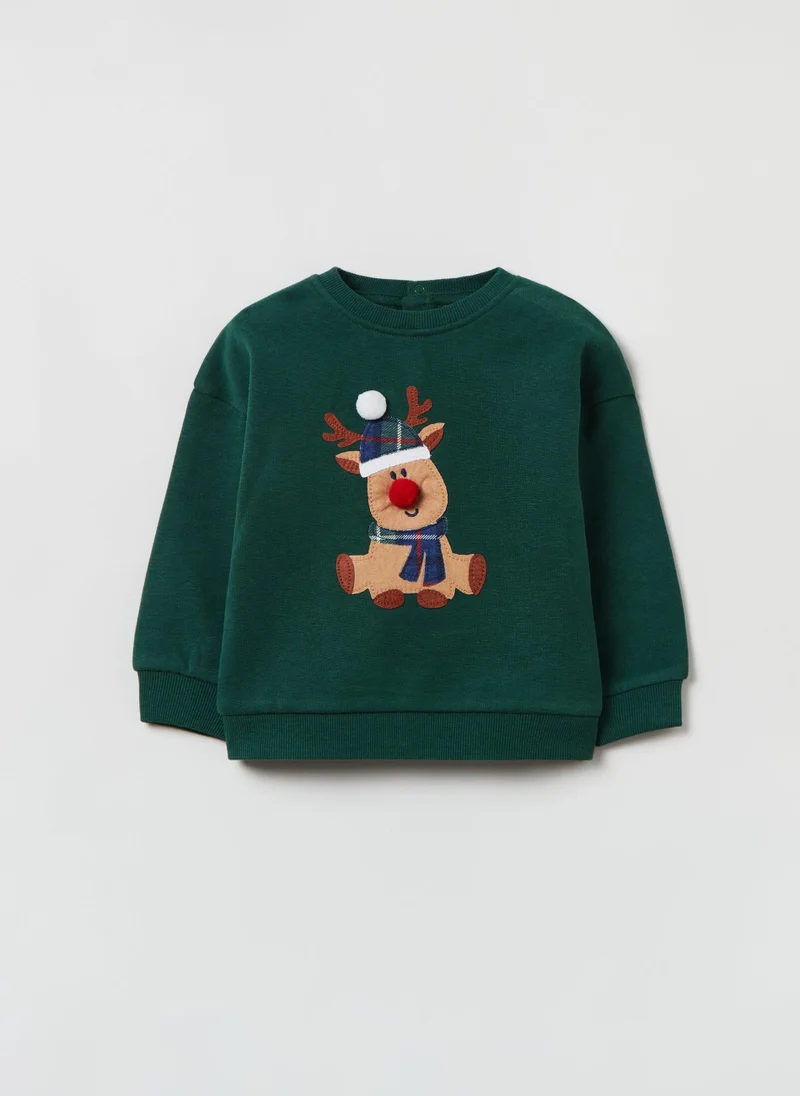 Ovs Ovs Baby Boy  Reindeer Pom Pom Sweatshirt