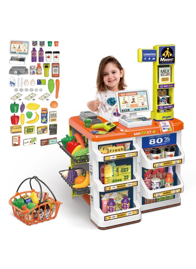 MUMS PLANET - Large Kitchen Playset | Light and Musical Kitchen Playset for Kids with Sound and Accessories for Ages 4+ - Kitchen Toys - Supermarket - Shopping - Pretend Play (New Home Supermarket Set) - Image 1
