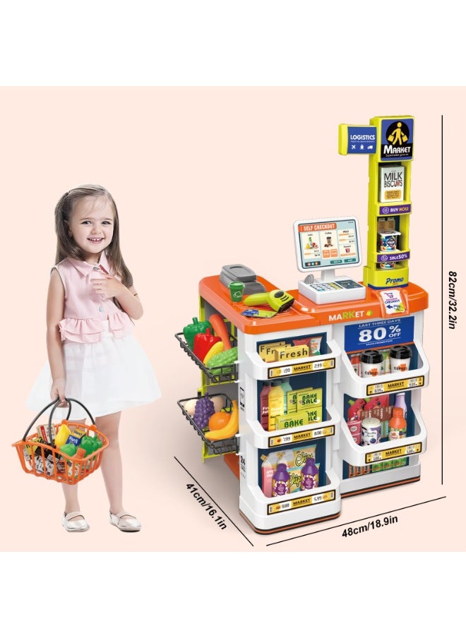 MUMS PLANET - Large Kitchen Playset | Light and Musical Kitchen Playset for Kids with Sound and Accessories for Ages 4+ - Kitchen Toys - Supermarket - Shopping - Pretend Play (New Home Supermarket Set) - Image 1