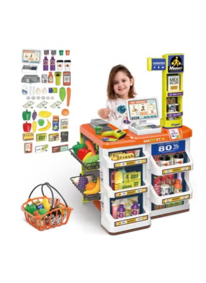 MUMS PLANET - Large Kitchen Playset | Light and Musical Kitchen Playset for Kids with Sound and Accessories for Ages 4+ - Kitchen Toys - Supermarket - Shopping - Pretend Play (New Home Supermarket Set) - Image 1