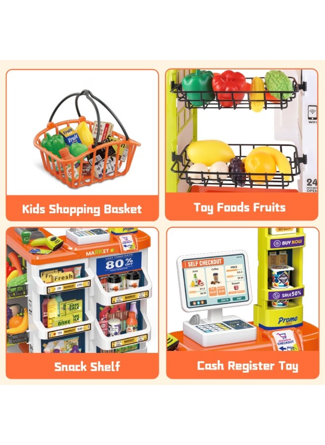 MUMS PLANET - Large Kitchen Playset | Light and Musical Kitchen Playset for Kids with Sound and Accessories for Ages 4+ - Kitchen Toys - Supermarket - Shopping - Pretend Play (New Home Supermarket Set) - Image 1