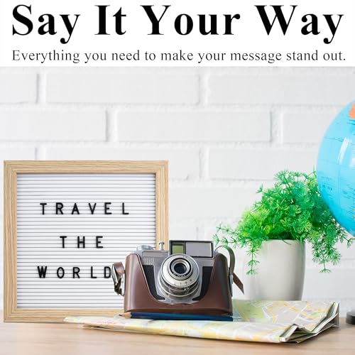 C CRYSTAL LEMON Felt Letter Message Board 10x10 Inch – 336 Changeable Letterboard Letters, Numbers & Symbols – Wood Frame with Easel & Hanger for Home, Office & Announcement Display - Image 4