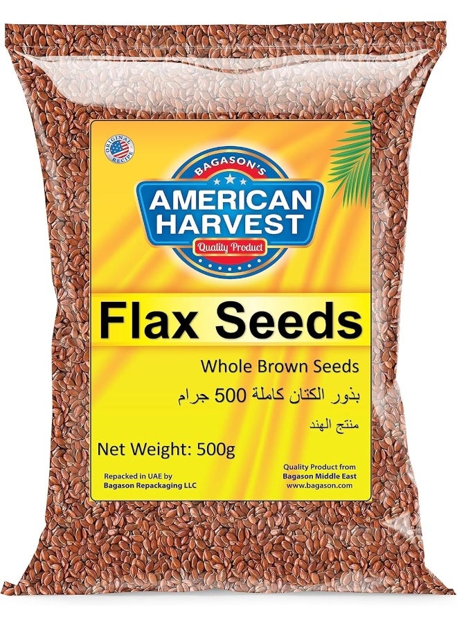American Harvest American Harvest Flax Seeds 500 gm | Wholegrain Natural Brown Seeds | Gluten Free Superfood  - Image 1