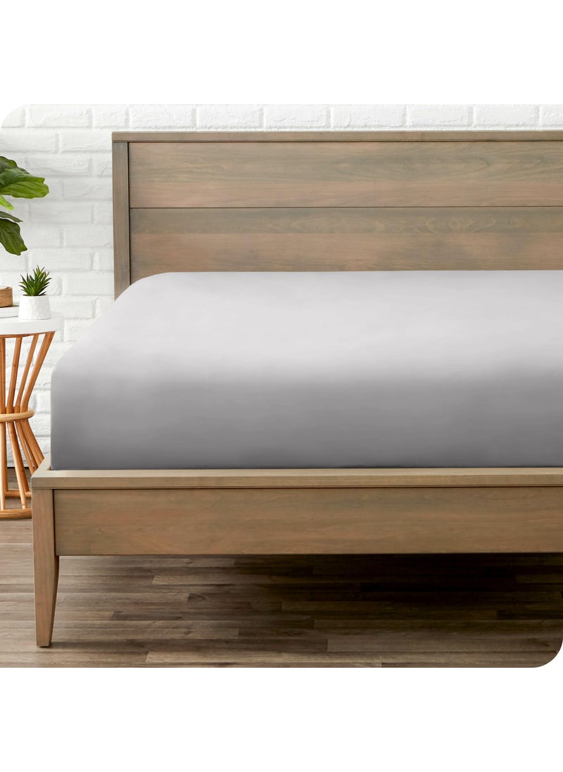 Bare Home Bare Home Fitted Bottom Sheet California King Size - Premium 1800 Microfiber - Ultra-Soft Hotel Luxury - Deep Pocket - Durable and Long Lasting (California King  Light Grey)  - Image 1