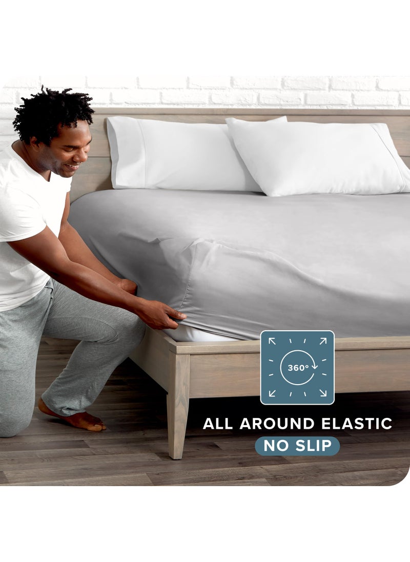 Bare Home Bare Home Fitted Bottom Sheet California King Size - Premium 1800 Microfiber - Ultra-Soft Hotel Luxury - Deep Pocket - Durable and Long Lasting (California King  Light Grey)  - Image 3