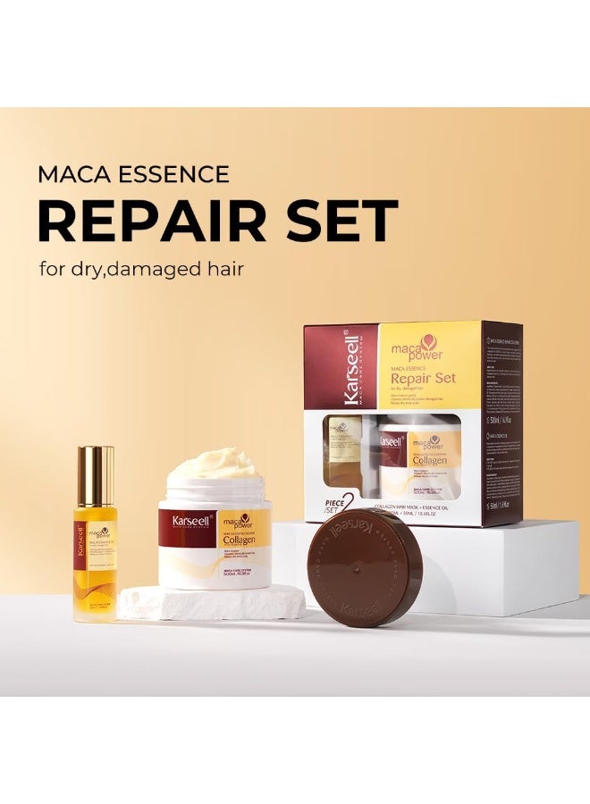 كارسيل قناع كارسيل لعلاج الشعر بالكولاجين - قناع إصلاح عميق 500 مل - سيروم زيت الأرغان للشعر الجاف والتالف 50 مل - Image 2