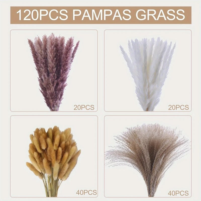 Bluejw Real Dried Flowers Bouquet - Pampas Grass, Bunny Tails & Mixed Dried Plants for Wedding Home Decor Party Centerpieces - Image 1