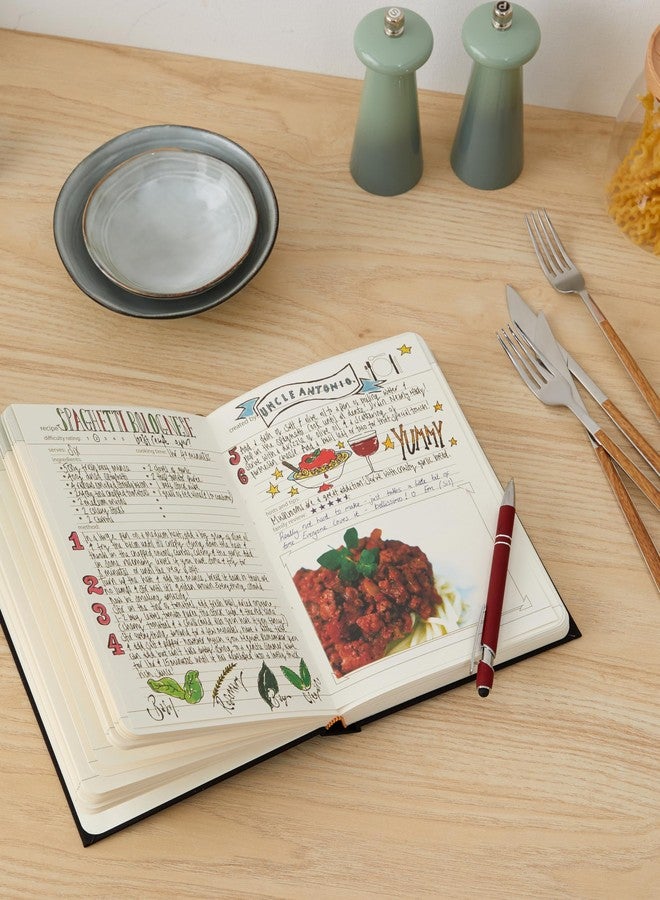 صك UK كتاب وصفات ساك يو كيه لوصفاتك الخاصة - كتب طبخ فارغة - كتاب وصفات فارغ - كتاب طبخ عائلتي - وصفات طعام للطبخ - اكتب يومياتك الخاصة - كتاب طبخ بغلاف مقوى - دفتر أسرار الطهاة - أسود - Image 2