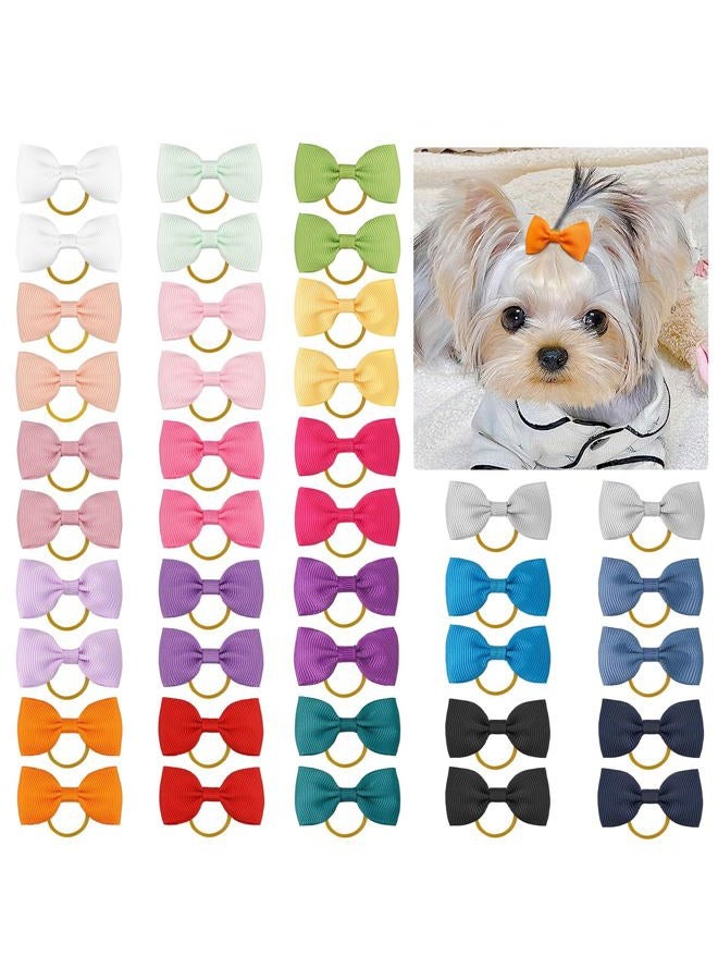 Yxiang Puppy Dog Small Hair Bows with Rubber Bands 40PCS Dog Bows Pet Grooming Hair Accessories for Yorkie Doggies Girl Puppy - Image 1