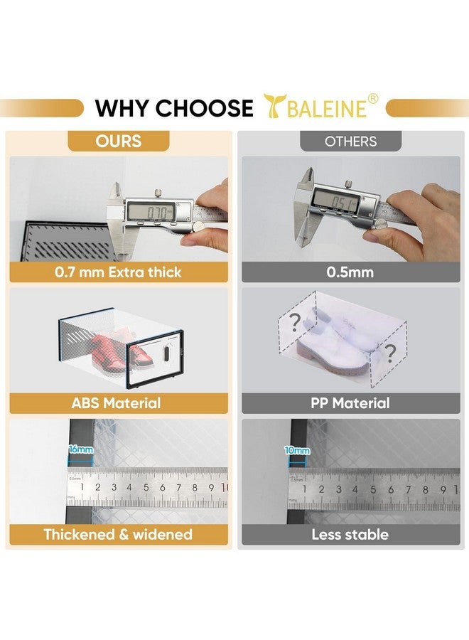 Baleine BALEINE 12 Pack Stackable Shoe Storage Boxes, Large Clear Shoe Box Bins with Lids, Plastic Foldable Shoe Rack Organizer Sneaker Storage Containers for Closet Entryway (Large, White) - Image 5
