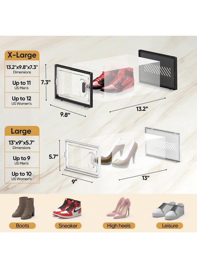 Baleine BALEINE 12 Pack Stackable Shoe Storage Boxes, Large Clear Shoe Box Bins with Lids, Plastic Foldable Shoe Rack Organizer Sneaker Storage Containers for Closet Entryway (Large, White) - Image 4