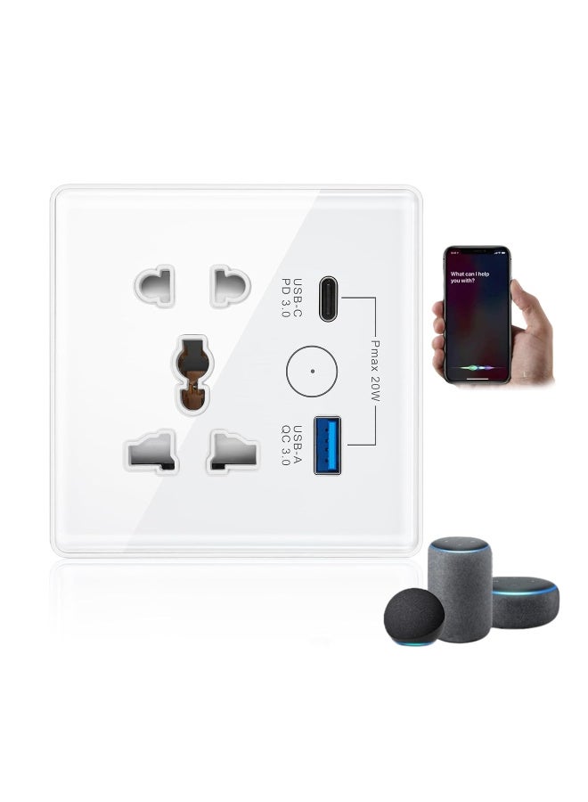 Tichondrius Universal Smart Wall Outlet, WiFi Smart Touch Wall Socket,Wall Outlet with USB+TypC Interface,Tuya APP Remote Control,Compatible Alexa and Google Home - Image 1