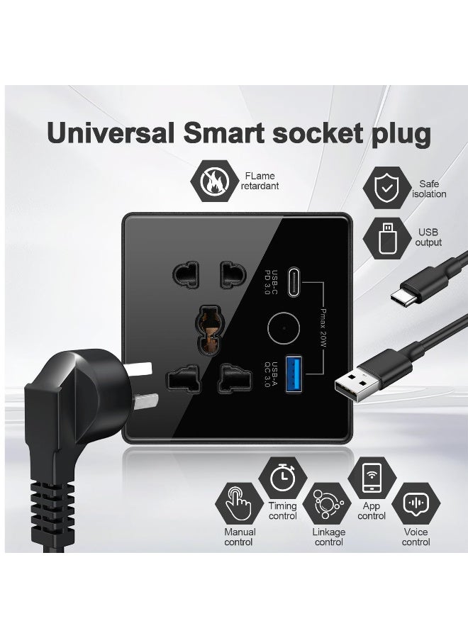 Tichondrius Universal Smart Wall Outlet, WiFi Smart Touch Wall Socket,Wall Outlet with USB+TypC Interface,Tuya APP Remote Control,Compatible Alexa and Google Home - Image 3