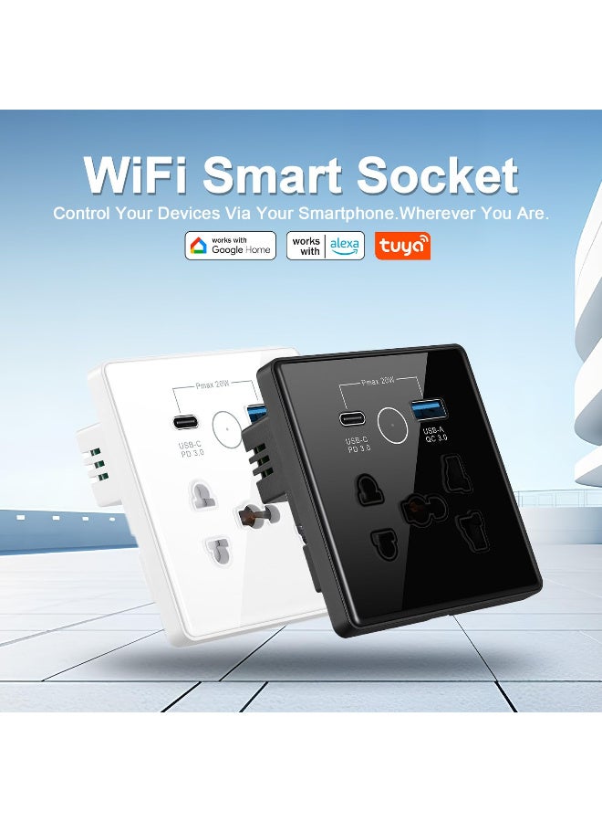 Tichondrius Universal Smart Wall Outlet, WiFi Smart Touch Wall Socket,Wall Outlet with USB+TypC Interface,Tuya APP Remote Control,Compatible Alexa and Google Home - Image 4