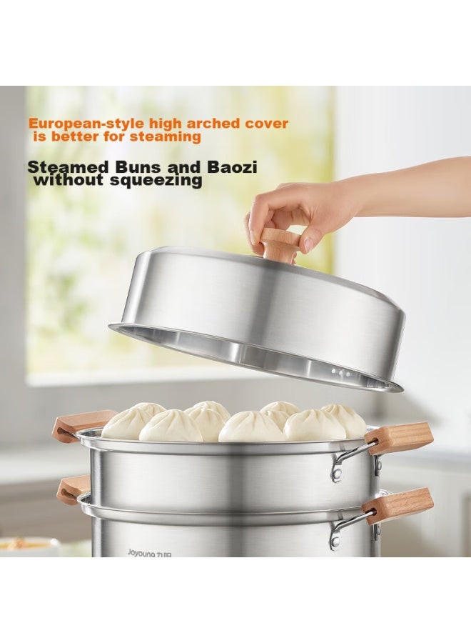 Joyoung Steamer Pot, 304 Stainless Steel, For Home Use, Steams Fish And Steamed Buns, Large Capacity, Can Steam Two Layers, Compatible With Various Stoves, 28cm - Image 5