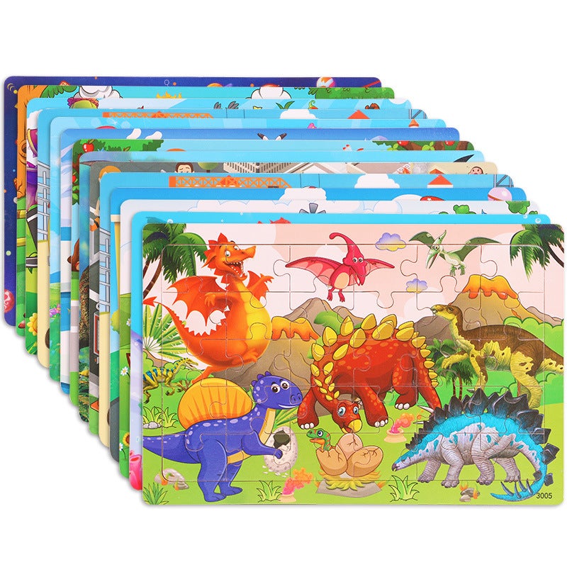 Wooden 30-Piece Puzzle Children'S Animal Dinosaur Cartoon Wooden Flat Puzzle Baby Early Education Educational Toys - Image 5
