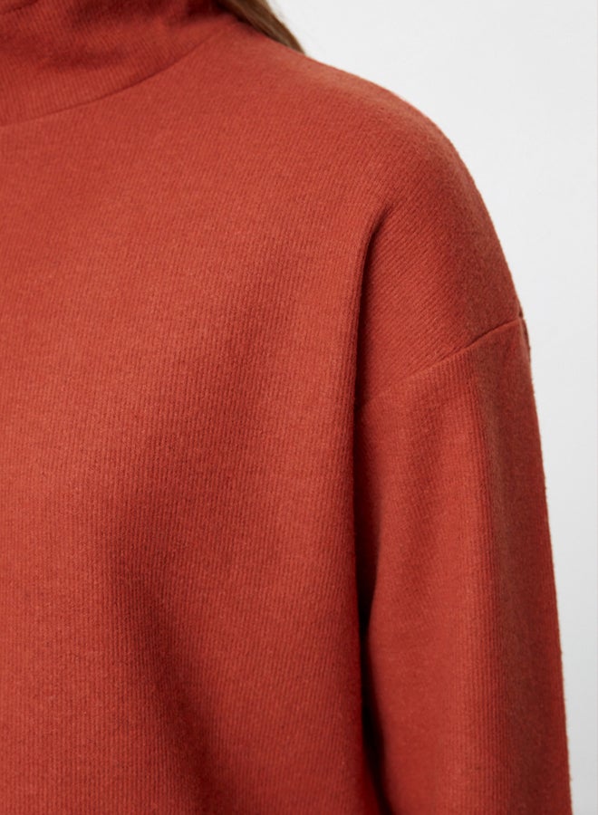 trendyol Tile Selanik/Knitwear Look Zipper Collar Regular/Normal Fit Knitted Sweatshirt - Image 3