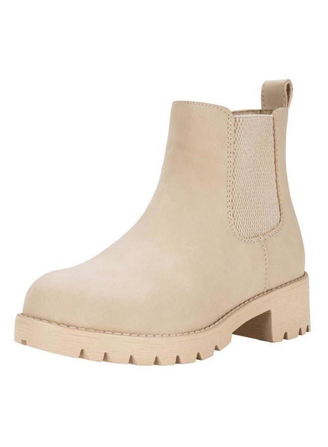 Vepose Women's 9607 Chelsea Ankle Boots Pull-On Booties for Women, Chelsea Ankle-9607-beige, 8.5 - Image 1