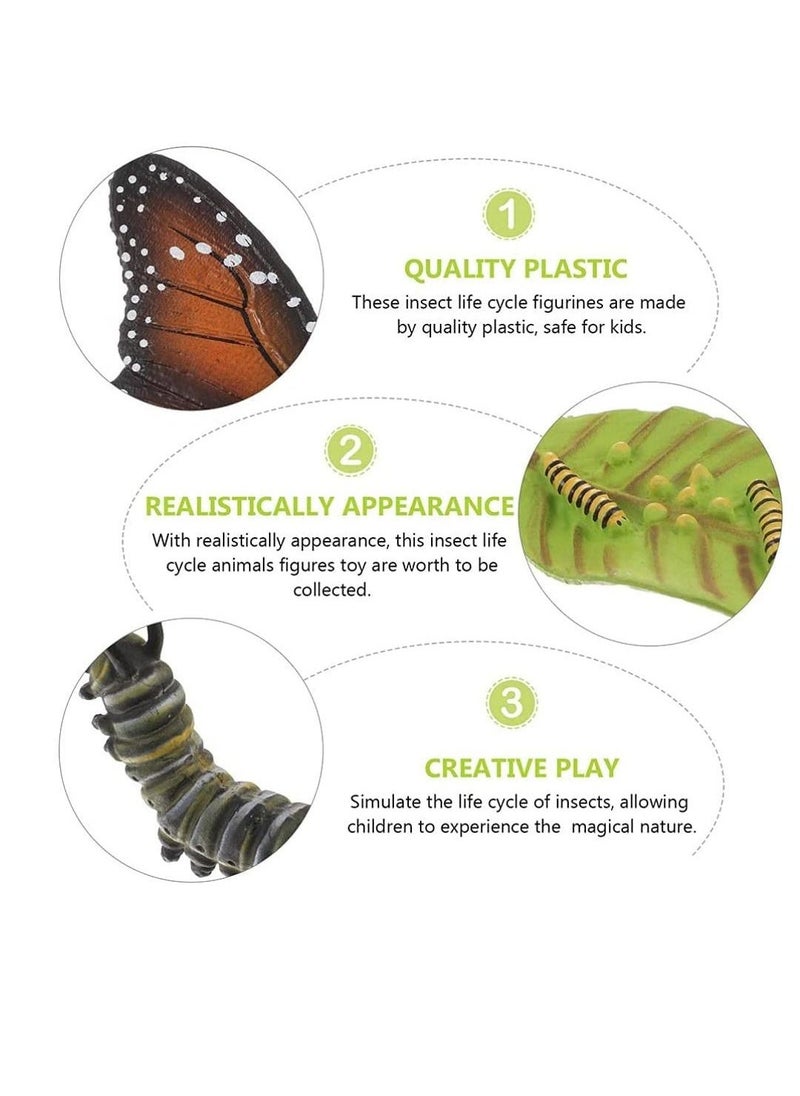 Insect Life Cycle Figures 2 Sets, Life Cycle Figurines of a Monarch Butterfly and a Frog Realistic Education Insects Life Stages Figures Insect Growth Cycle Model Toy Preschool Cognition Playset